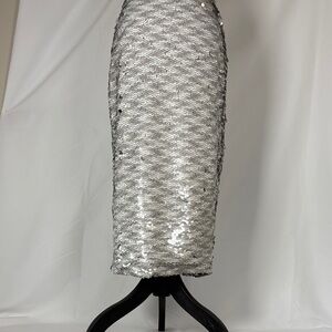 Sugarlips Silver Sequin Pencil Skirt